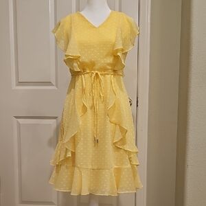 Tommy Hilfiger Yellow Polka Dot Midi Dress